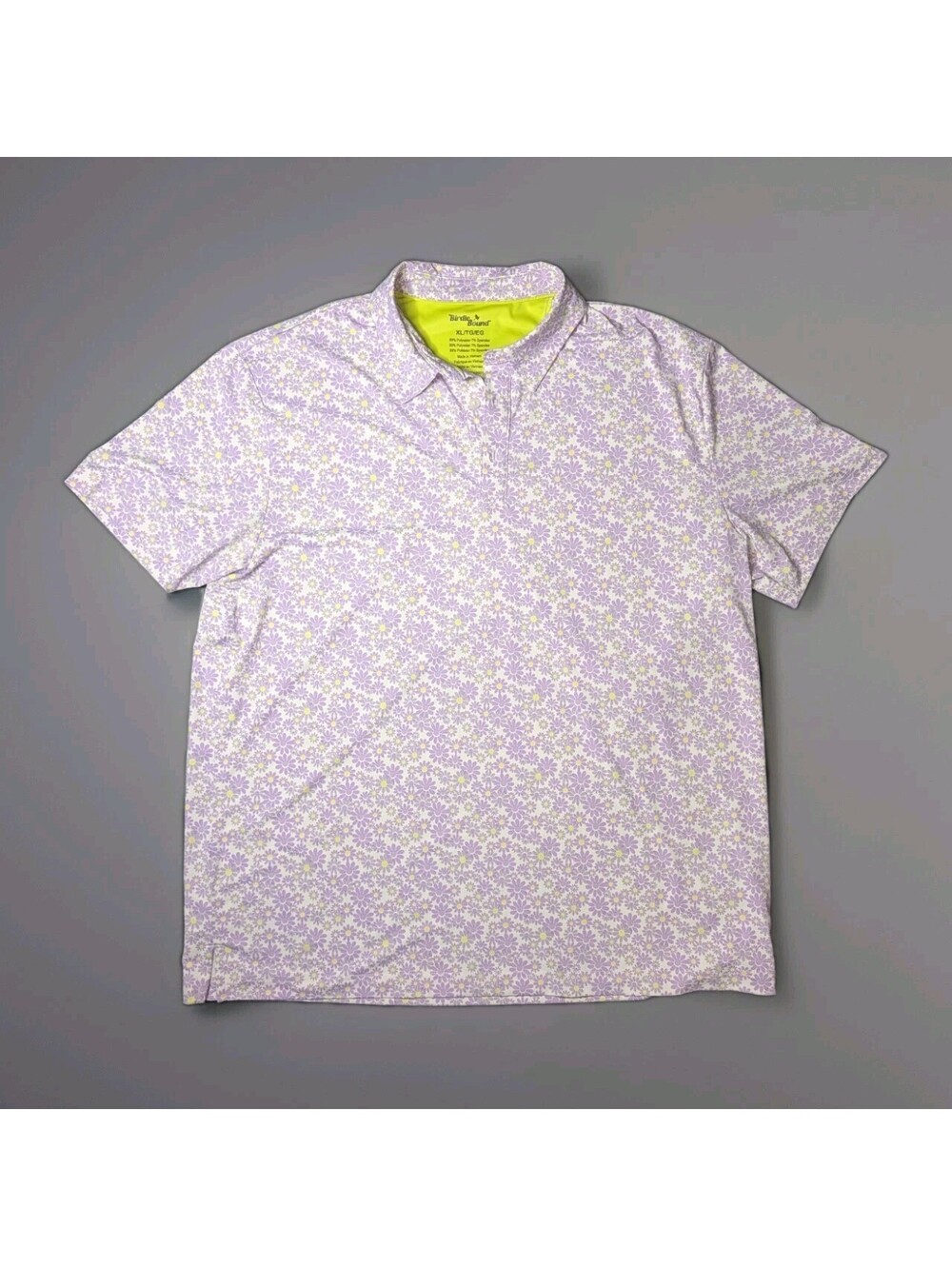Birdie Bound Polo Floral Purple Yellow XL